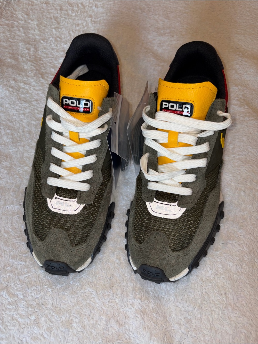 Polo by Ralph Lauren Olive Green and Yellow Men’s Sneakers Size US 8